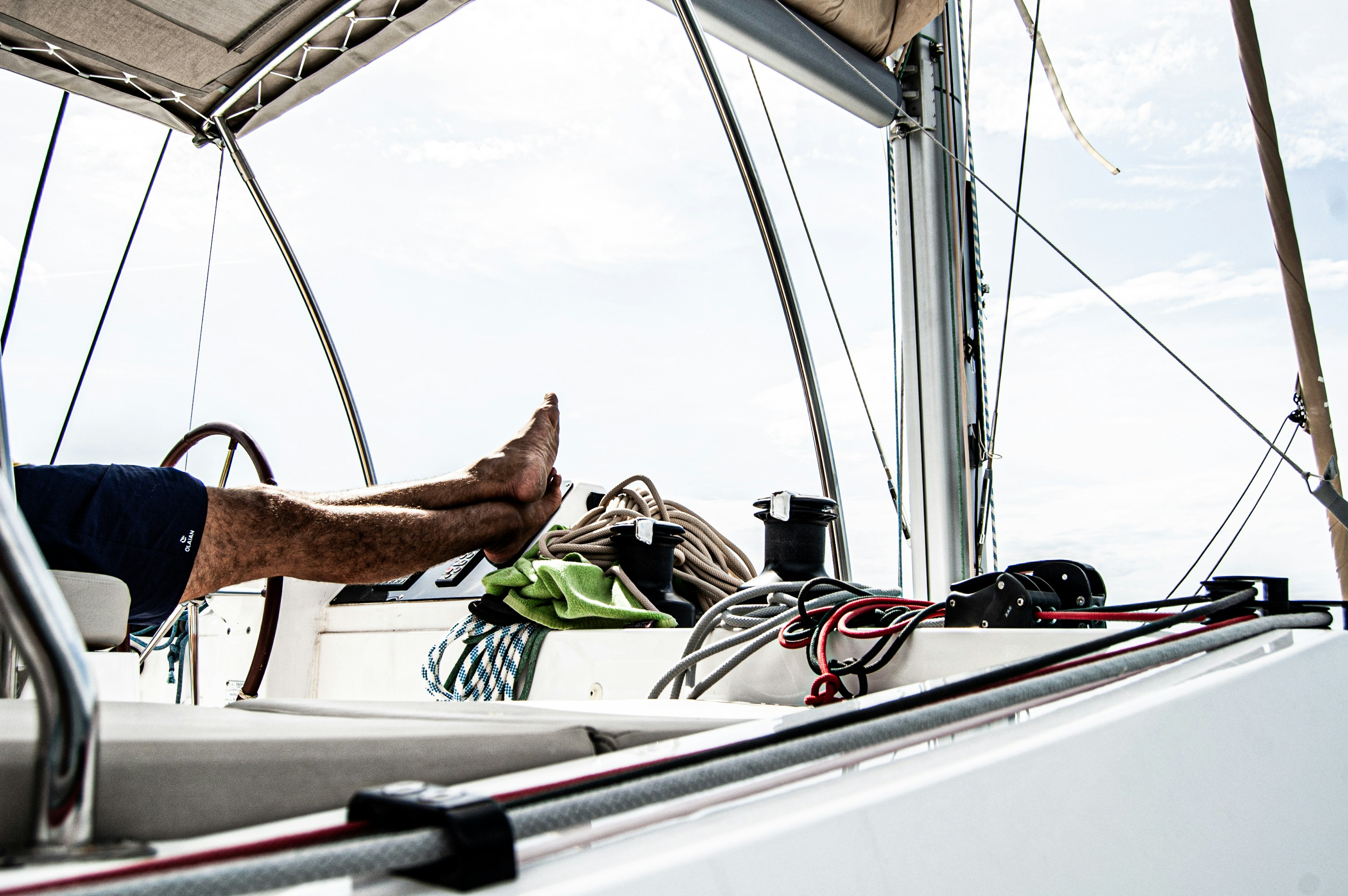 Relaxing aboard a sailboat